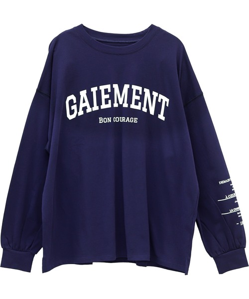 Aletta vita(アレッタビータ)の「綿天竺長袖ロゴカットソー(Tシャツ/カットソー・レディース・ネイビー/オフホワイト・M)」の3枚目の写真