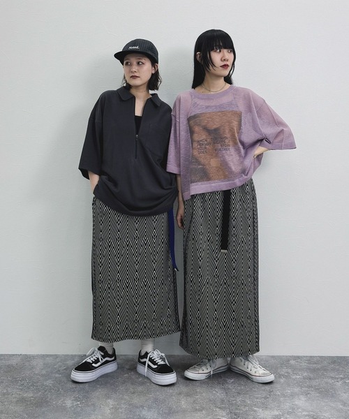 niko and...（ニコアンド）の「[MODE NORM CORE] ジグザグナローマキシスカート（スカート・レディース・モカ/アイボリー/ブラック・LARGE/MEDIUM）」の4枚目の写真