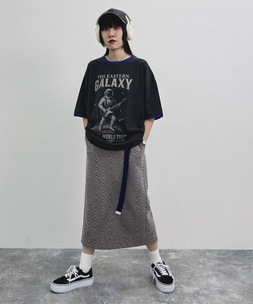 niko and...（ニコアンド）の「[MODE NORM CORE] ジグザグナローマキシスカート（スカート・レディース・モカ/アイボリー/ブラック・LARGE/MEDIUM）」の9枚目の写真