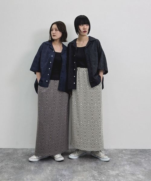 niko and...（ニコアンド）の「[MODE NORM CORE] ジグザグナローマキシスカート（スカート・レディース・モカ/アイボリー/ブラック・LARGE/MEDIUM）」の10枚目の写真