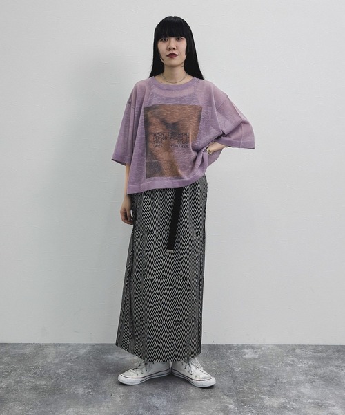 niko and...（ニコアンド）の「[MODE NORM CORE] ジグザグナローマキシスカート（スカート・レディース・モカ/アイボリー/ブラック・LARGE/MEDIUM）」の6枚目の写真