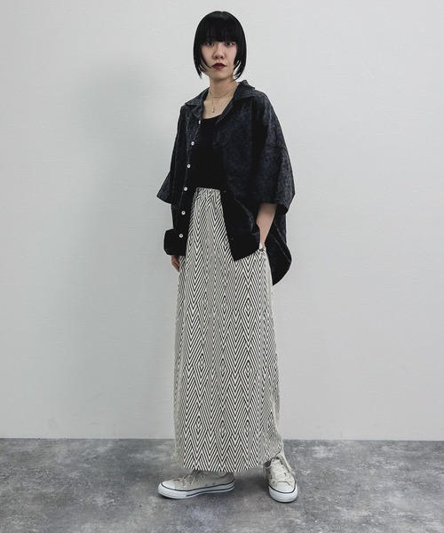 niko and...（ニコアンド）の「[MODE NORM CORE] ジグザグナローマキシスカート（スカート・レディース・モカ/アイボリー/ブラック・LARGE/MEDIUM）」の15枚目の写真