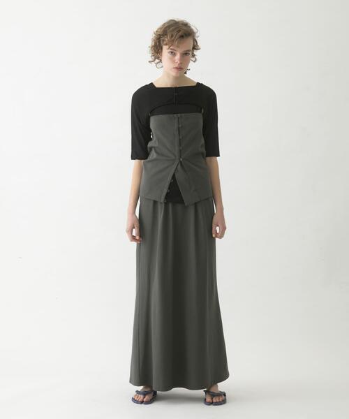 LAATO(ラート)の「flare long skirt set(スカート・レディース・ブラウン/ダークグレー/ベージュ・FREE)」の4枚目の写真