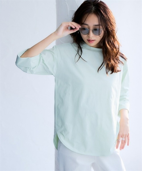 nissen（ニッセン）の「マルチドライ7分袖カットソー裾ラウンドチュニック（水陸両用・接触冷感・UVカット・吸汗速乾）＜大きいサイズ有＞（その他トップス・レディース・ベージュ/アイボリー/ブルー/チャコールグレー/ライトグリーン/ピンク・LL/L/M/S/3L）」の7枚目の写真