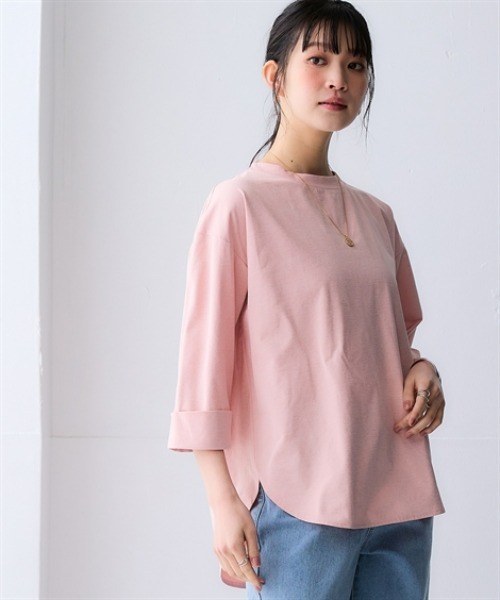 nissen（ニッセン）の「マルチドライ7分袖カットソー裾ラウンドチュニック（水陸両用・接触冷感・UVカット・吸汗速乾）＜大きいサイズ有＞（その他トップス・レディース・ベージュ/アイボリー/ブルー/チャコールグレー/ライトグリーン/ピンク・LL/L/M/S/3L）」の12枚目の写真