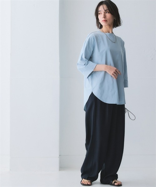 nissen（ニッセン）の「マルチドライ7分袖カットソー裾ラウンドチュニック（水陸両用・接触冷感・UVカット・吸汗速乾）＜大きいサイズ有＞（その他トップス・レディース・ベージュ/アイボリー/ブルー/チャコールグレー/ライトグリーン/ピンク・LL/L/M/S/3L）」の15枚目の写真