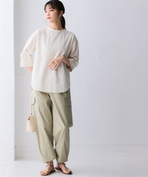 nissen（ニッセン）の「マルチドライ7分袖カットソー裾ラウンドチュニック（水陸両用・接触冷感・UVカット・吸汗速乾）＜大きいサイズ有＞（その他トップス・レディース・ベージュ/アイボリー/ブルー/チャコールグレー/ライトグリーン/ピンク・LL/L/M/S/3L）」の16枚目の写真