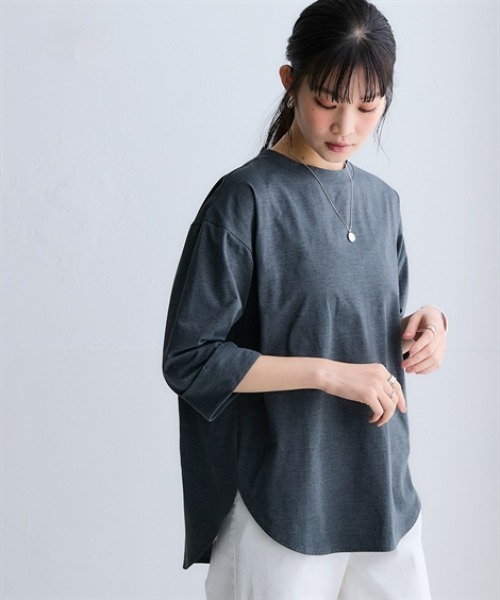 nissen（ニッセン）の「マルチドライ7分袖カットソー裾ラウンドチュニック（水陸両用・接触冷感・UVカット・吸汗速乾）＜大きいサイズ有＞（その他トップス・レディース・ベージュ/アイボリー/ブルー/チャコールグレー/ライトグリーン/ピンク・LL/L/M/S/3L）」の19枚目の写真