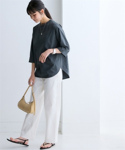 nissen（ニッセン）の「マルチドライ7分袖カットソー裾ラウンドチュニック（水陸両用・接触冷感・UVカット・吸汗速乾）＜大きいサイズ有＞（その他トップス・レディース・ベージュ/アイボリー/ブルー/チャコールグレー/ライトグリーン/ピンク・LL/L/M/S/3L）」の20枚目の写真