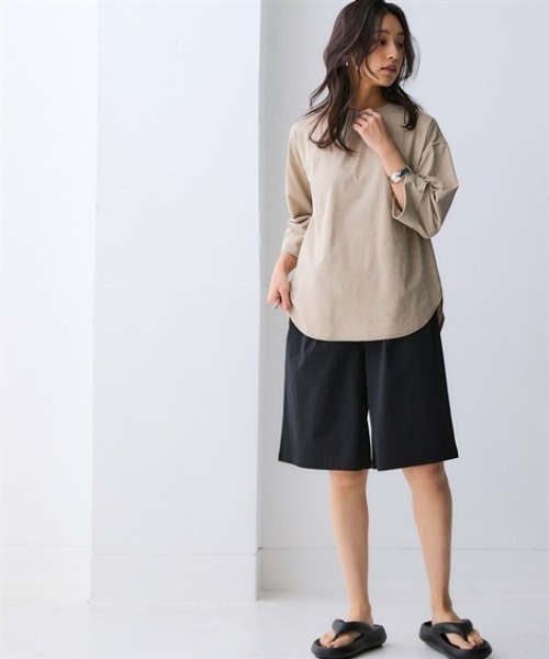 nissen（ニッセン）の「マルチドライ7分袖カットソー裾ラウンドチュニック（水陸両用・接触冷感・UVカット・吸汗速乾）＜大きいサイズ有＞（その他トップス・レディース・ベージュ/アイボリー/ブルー/チャコールグレー/ライトグリーン/ピンク・LL/L/M/S/3L）」の21枚目の写真