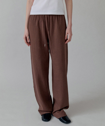 Cottage Relax Fit Wide Banding Pants_BROWN