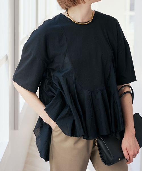 Spick & Span(スピックアンドスパン)の「AAYUSHI / アユーシ ペプラムラッフルTシャツ(Tシャツ/カットソー・レディース・ホワイト/ブラック・FREE)」の8枚目の写真