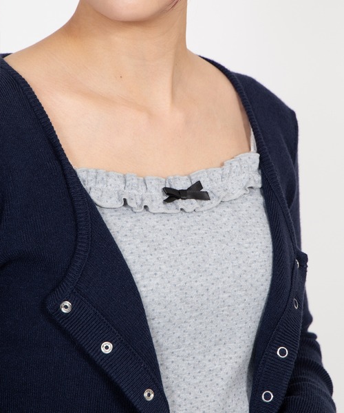 PUNYUS(プニュズ)の「ドットキャミセットカーディガン(カーディガン/ボレロ・レディース・サックスブルー/ネイビー・1/2/3/4/5)」の4枚目の写真