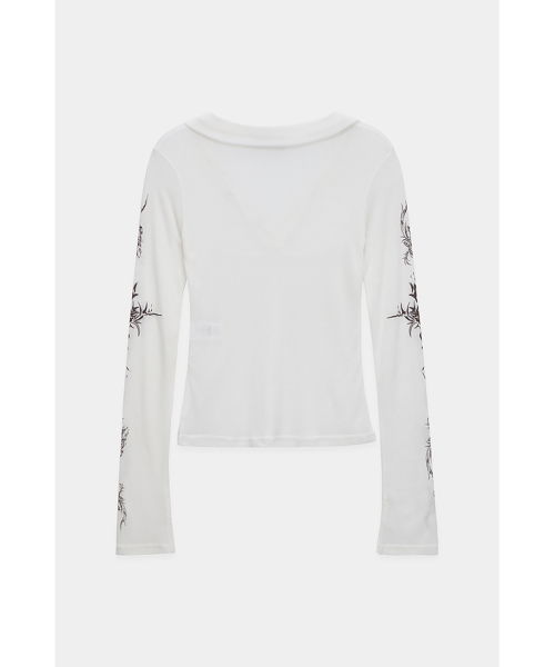 ETRE AU SOMMET(エトレオソメ)の「Rib Collar tattoo Long Sleeve Top (White)(Tシャツ/カットソー・レディース・ホワイト・FREE)」の5枚目の写真