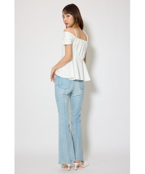 rienda（リエンダ）の「ワンショルペプラムカットトップス　春服　夏服（Tシャツ/カットソー・レディース・ブラック/ライトブルー/ホワイト・FREE）」の8枚目の写真