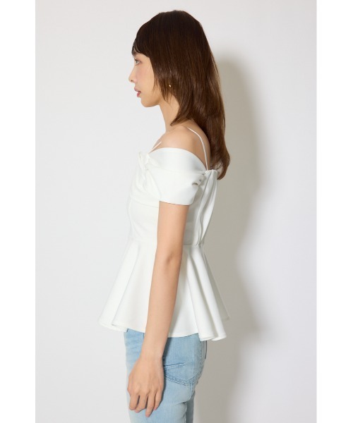 rienda（リエンダ）の「ワンショルペプラムカットトップス　春服　夏服（Tシャツ/カットソー・レディース・ブラック/ライトブルー/ホワイト・FREE）」の10枚目の写真