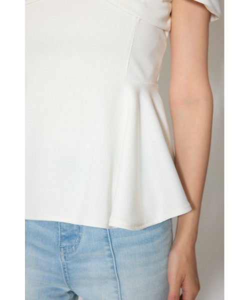 rienda（リエンダ）の「ワンショルペプラムカットトップス　春服　夏服（Tシャツ/カットソー・レディース・ブラック/ライトブルー/ホワイト・FREE）」の14枚目の写真