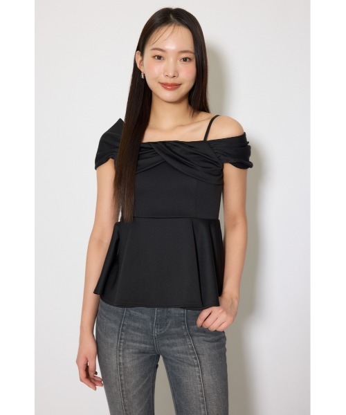 rienda（リエンダ）の「ワンショルペプラムカットトップス　春服　夏服（Tシャツ/カットソー・レディース・ブラック/ライトブルー/ホワイト・FREE）」の15枚目の写真