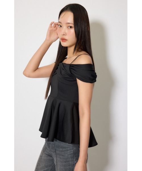 rienda（リエンダ）の「ワンショルペプラムカットトップス　春服　夏服（Tシャツ/カットソー・レディース・ブラック/ライトブルー/ホワイト・FREE）」の16枚目の写真