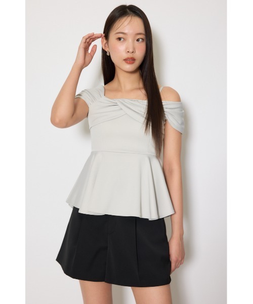 rienda（リエンダ）の「ワンショルペプラムカットトップス　春服　夏服（Tシャツ/カットソー・レディース・ブラック/ライトブルー/ホワイト・FREE）」の22枚目の写真