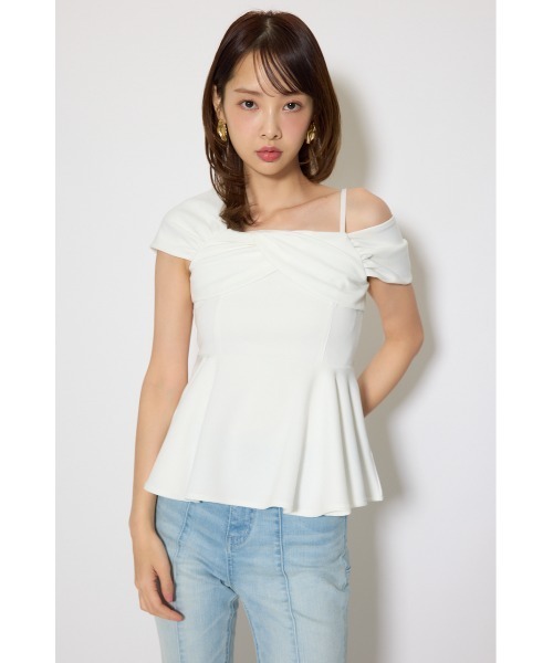 セール】ワンショルペプラムカットトップス 春服 夏服（Tシャツ 
