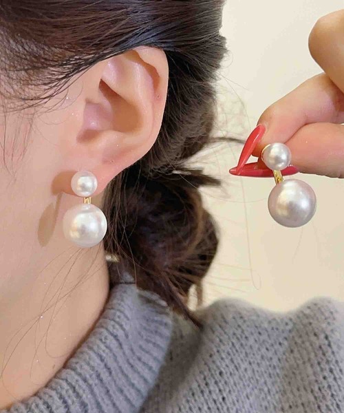 Mignonjour（ミニョンジュール）の「FReePLACe/パールピアス R0177（ピアス（両耳用）・レディース・イエローゴールド・FREE）」の3枚目の写真