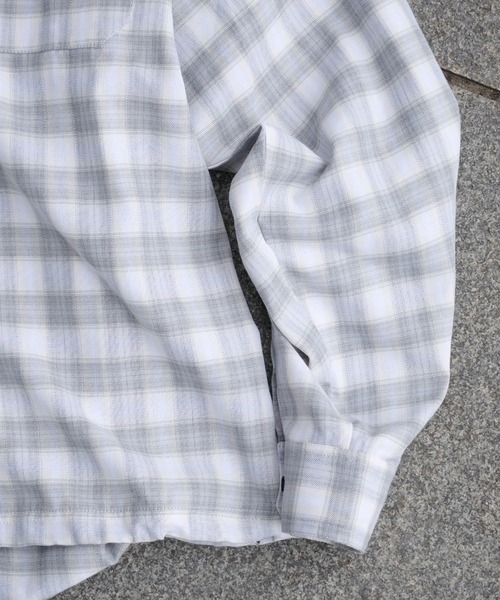 Perushu（ペルーシュ）の「HOODED DRAWSTRING CHECKED SHIRT／フード付きドローコードチェックシャツ（シャツ/ブラウス・メンズ・ホワイト系その他/ネイビー系・LARGE/MEDIUM）」の22枚目の写真