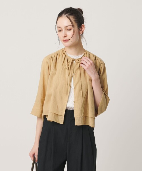 BEAUTY&YOUTH UNITED ARROWS（ビューティーアンドユースユナイテッドアローズ）の「麻ブレンド フロントリボン ティアード シャツ ウォッシャブル（シャツ/ブラウス・レディース・ベージュ/オレンジ/ホワイト・FREE）」の12枚目の写真
