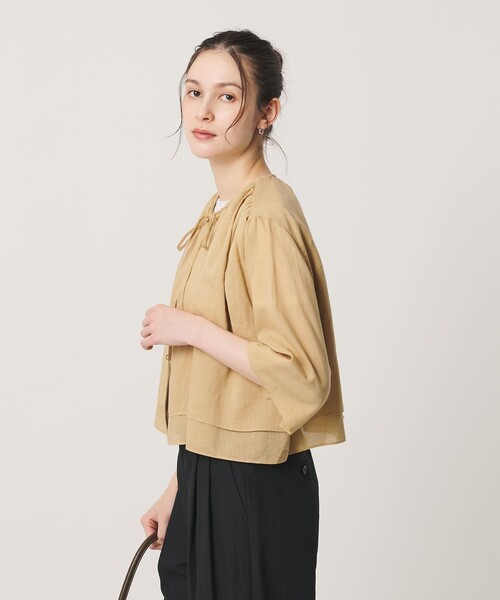 BEAUTY&YOUTH UNITED ARROWS（ビューティーアンドユースユナイテッドアローズ）の「麻ブレンド フロントリボン ティアード シャツ ウォッシャブル（シャツ/ブラウス・レディース・ベージュ/オレンジ/ホワイト・FREE）」の11枚目の写真