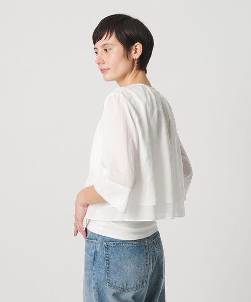 BEAUTY&YOUTH UNITED ARROWS（ビューティーアンドユースユナイテッドアローズ）の「麻ブレンド フロントリボン ティアード シャツ ウォッシャブル（シャツ/ブラウス・レディース・ベージュ/オレンジ/ホワイト・FREE）」の18枚目の写真