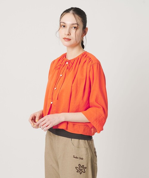 BEAUTY&YOUTH UNITED ARROWS（ビューティーアンドユースユナイテッドアローズ）の「麻ブレンド フロントリボン ティアード シャツ ウォッシャブル（シャツ/ブラウス・レディース・ベージュ/オレンジ/ホワイト・FREE）」の16枚目の写真