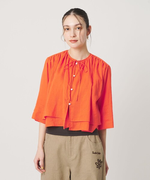 BEAUTY&YOUTH UNITED ARROWS（ビューティーアンドユースユナイテッドアローズ）の「麻ブレンド フロントリボン ティアード シャツ ウォッシャブル（シャツ/ブラウス・レディース・ベージュ/オレンジ/ホワイト・FREE）」の15枚目の写真