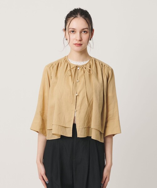 BEAUTY&YOUTH UNITED ARROWS（ビューティーアンドユースユナイテッドアローズ）の「麻ブレンド フロントリボン ティアード シャツ ウォッシャブル（シャツ/ブラウス・レディース・ベージュ/オレンジ/ホワイト・FREE）」の13枚目の写真