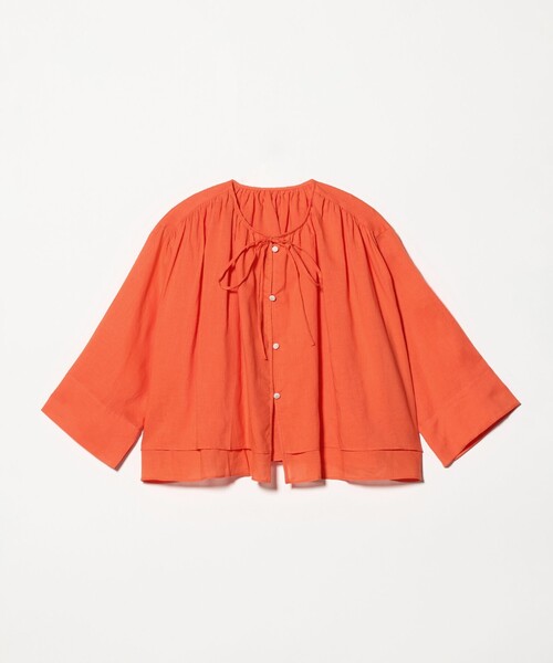 BEAUTY&YOUTH UNITED ARROWS（ビューティーアンドユースユナイテッドアローズ）の「麻ブレンド フロントリボン ティアード シャツ ウォッシャブル（シャツ/ブラウス・レディース・ベージュ/オレンジ/ホワイト・FREE）」の7枚目の写真