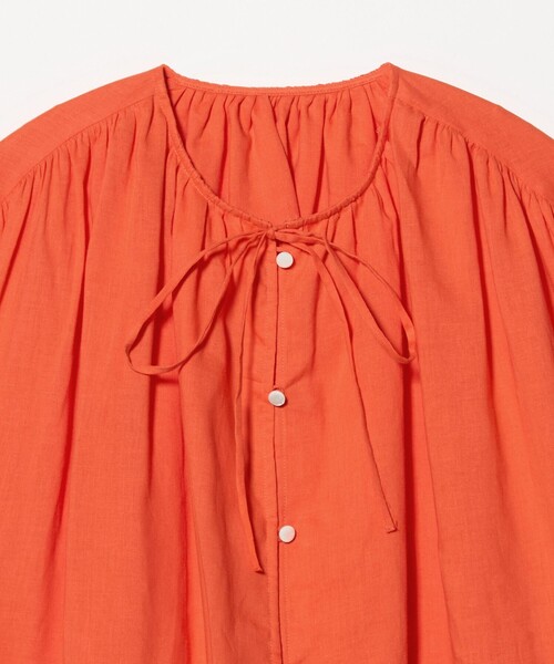 BEAUTY&YOUTH UNITED ARROWS（ビューティーアンドユースユナイテッドアローズ）の「麻ブレンド フロントリボン ティアード シャツ ウォッシャブル（シャツ/ブラウス・レディース・ベージュ/オレンジ/ホワイト・FREE）」の6枚目の写真