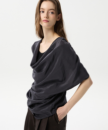 Unbalanced Draped Shirts(Grey)