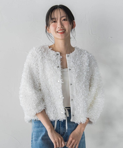 Droite lautreamont(ドロワットロートレアモン)の「ショウセンモールインレーブルゾン(ブルゾン・レディース・ネイビー/オフホワイト・M)」の4枚目の写真