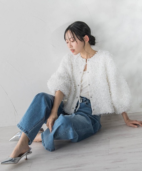 Droite lautreamont(ドロワットロートレアモン)の「ショウセンモールインレーブルゾン(ブルゾン・レディース・ネイビー/オフホワイト・M)」の12枚目の写真