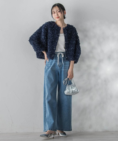 Droite lautreamont(ドロワットロートレアモン)の「ショウセンモールインレーブルゾン(ブルゾン・レディース・ネイビー/オフホワイト・M)」の19枚目の写真