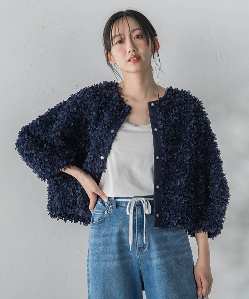 Droite lautreamont(ドロワットロートレアモン)の「ショウセンモールインレーブルゾン(ブルゾン・レディース・ネイビー/オフホワイト・M)」の14枚目の写真