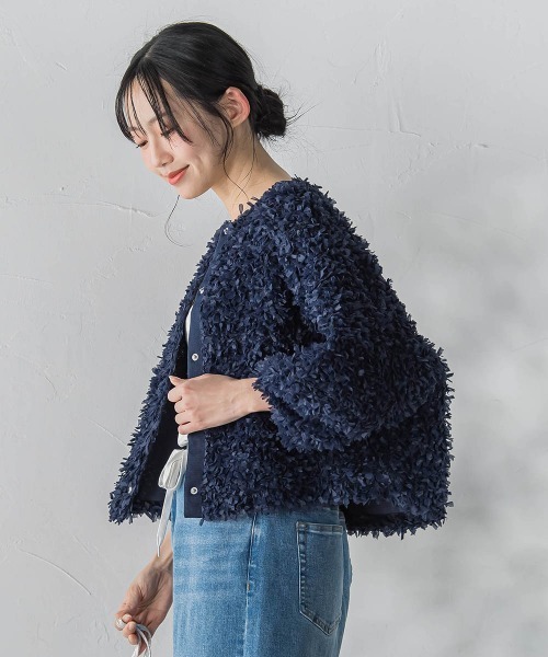 Droite lautreamont(ドロワットロートレアモン)の「ショウセンモールインレーブルゾン(ブルゾン・レディース・ネイビー/オフホワイト・M)」の15枚目の写真