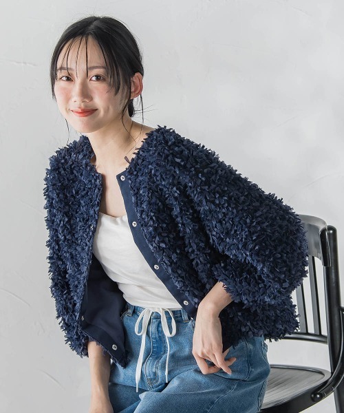 Droite lautreamont(ドロワットロートレアモン)の「ショウセンモールインレーブルゾン(ブルゾン・レディース・ネイビー/オフホワイト・M)」の17枚目の写真