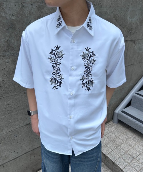 link lot（リンクロット）の「花柄刺繍入り半袖シャツ（シャツ/ブラウス・メンズ・ホワイト系その他/ホワイト/ブラック/ブラック系その他・L/XL/M）」の8枚目の写真
