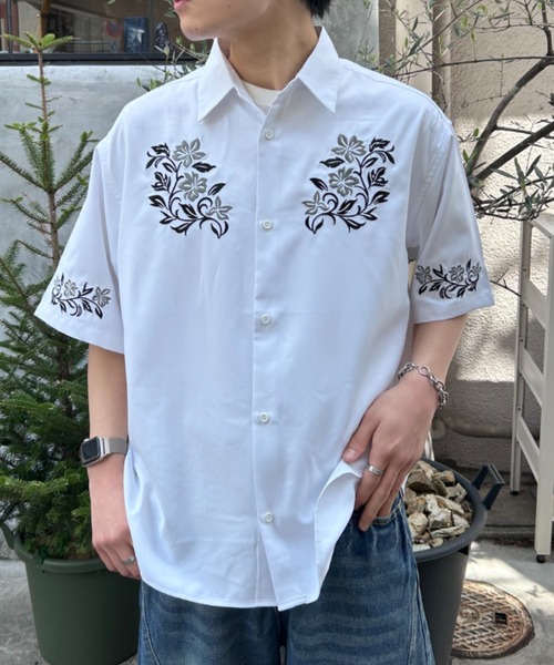 link lot（リンクロット）の「花柄刺繍入り半袖シャツ（シャツ/ブラウス・メンズ・ホワイト系その他/ホワイト/ブラック/ブラック系その他・L/XL/M）」の11枚目の写真