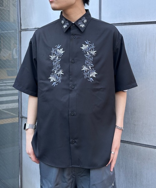 link lot（リンクロット）の「花柄刺繍入り半袖シャツ（シャツ/ブラウス・メンズ・ホワイト系その他/ホワイト/ブラック/ブラック系その他・L/XL/M）」の15枚目の写真