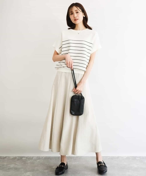 MK MICHEL KLEIN（エムケーミッシェルクラン）の「[UVカット/洗える]マリンボーダーニット（ニット/セーター・レディース・ライトブラウン/レッド/ホワイト・38）」の14枚目の写真