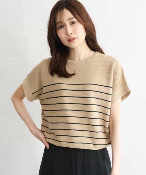 MK MICHEL KLEIN（エムケーミッシェルクラン）の「[UVカット/洗える]マリンボーダーニット（ニット/セーター・レディース・ライトブラウン/レッド/ホワイト・38）」の22枚目の写真