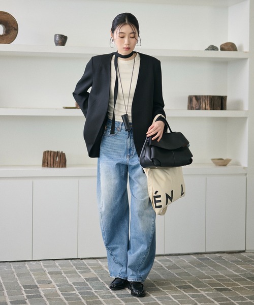 LAULEN(ローレン)の「LA0895(ノーカラージャケット・レディース・アイボリー/ブラック・FREE)」の18枚目の写真