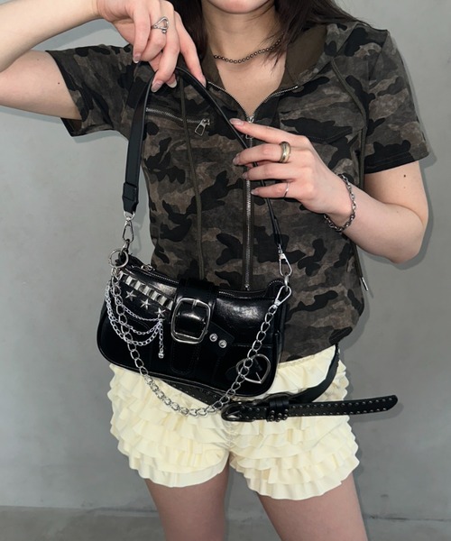 Bamm(バム)の「チェーン付きスタッズショルダーバッグ(トートバッグ・レディース・オフホワイト/ピンク/ブラック・FREE)」の8枚目の写真