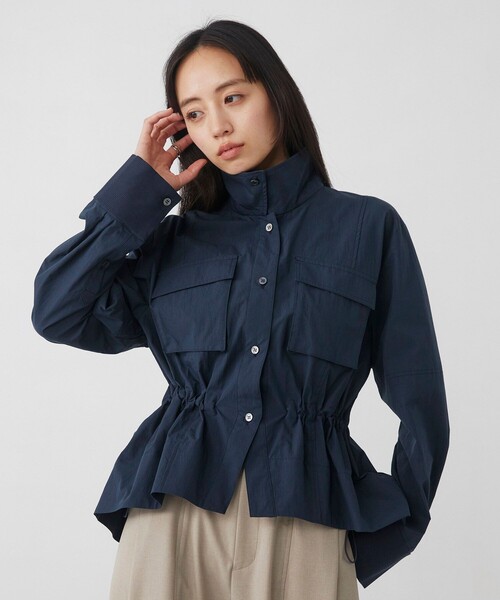 UNITED TOKYO(ユナイテッドトウキョウ)の「スタンドカラーシャツブルゾン|ウォッシャブル/軽羽織/春服(シャツ/ブラウス・レディース・その他2/ネイビー/ホワイト・FREE)」の1枚目の写真